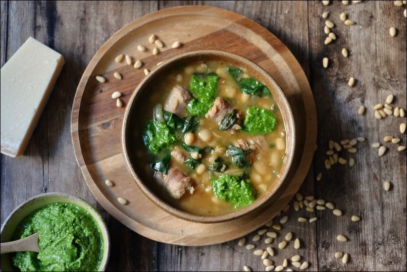Soupe-haricots-blancs-saucisse-pesto-epinards (7) soupe haricots blancs saucisse de Toulouse