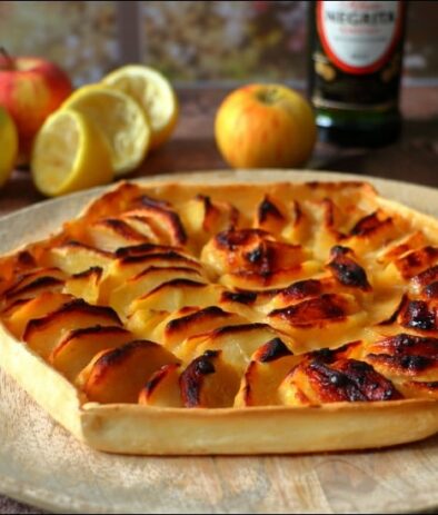 tarte aux pommes confites à la vanille et au rhum