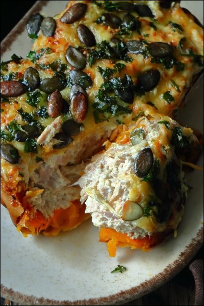 Butternut_farcie_thon_ricotta (7) courge butternut farcie au thon