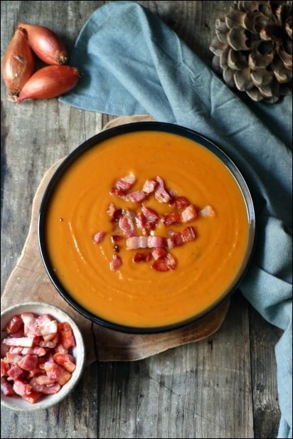 soupe potiron pomme de terre lardons