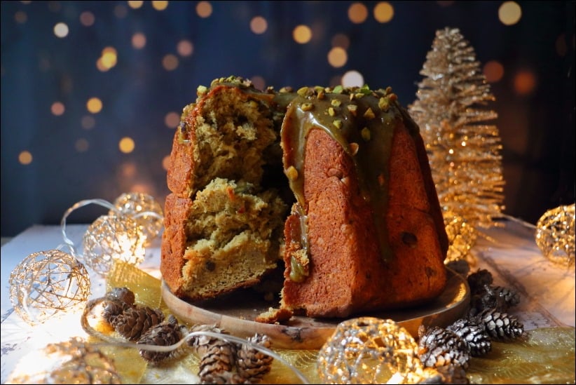 brioche de noël pistaches et clémentines façon pandoro
