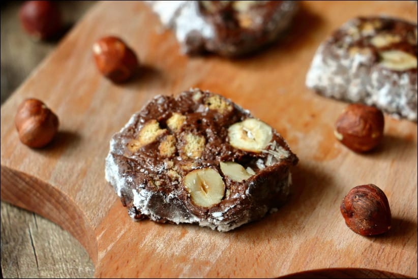 saucisson au nutella et noisettes