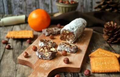 saucisson à la pâte à tartiner noisettes et petits beurres
